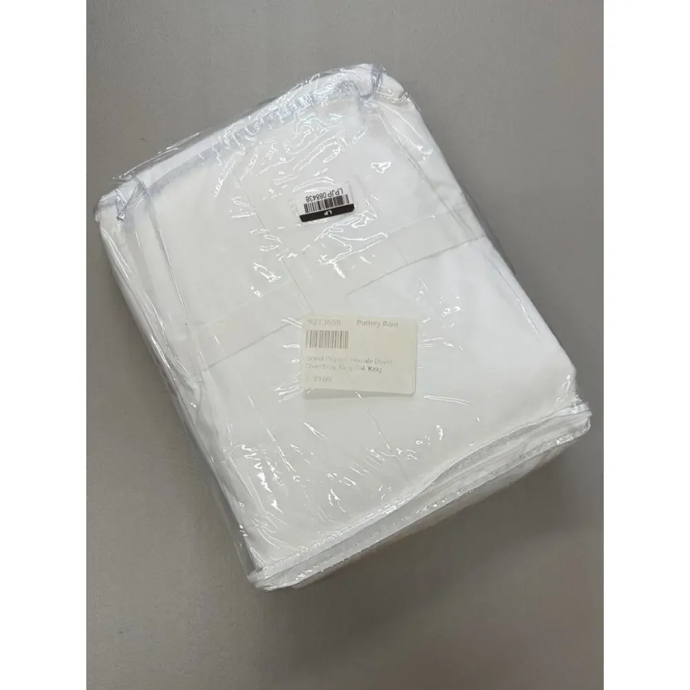 Pottery Barn Duvet Cover KING / CALIFORNIA Grand Organic Percale Blue Embroidery